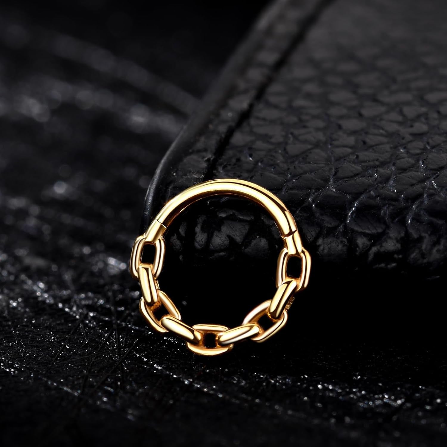 Chain Link Septum Rings: 16G 8Mm Nose Helix Cartilage Daith Tragus Earring Piercing Ring Hoop, Surgical Steel Nose Ear Clicker Rings Piercing Jewelry for Women Men