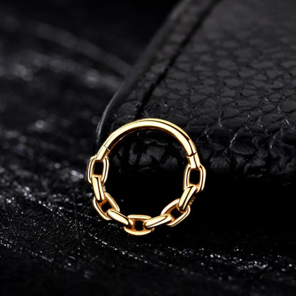 Chain Link Septum Rings: 16G 8Mm Nose Helix Cartilage Daith Tragus Earring Piercing Ring Hoop, Surgical Steel Nose Ear Clicker Rings Piercing Jewelry for Women Men