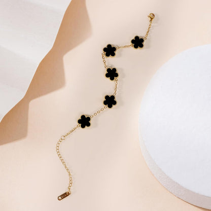 18K Gold Plated Clover Bracelet Set Dupes Bracelet for Women Flower Lucky Clover Bracelets Trendy Jewelry Birthday Gifts for Women/Mom/Friends/Besties/Sister