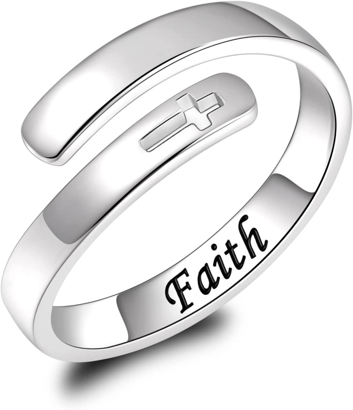 BEILIN 925 Sterling Silver Inspirational Jewelry Rings Adjustable Ring Personality Encouragement Gift for Teens Women