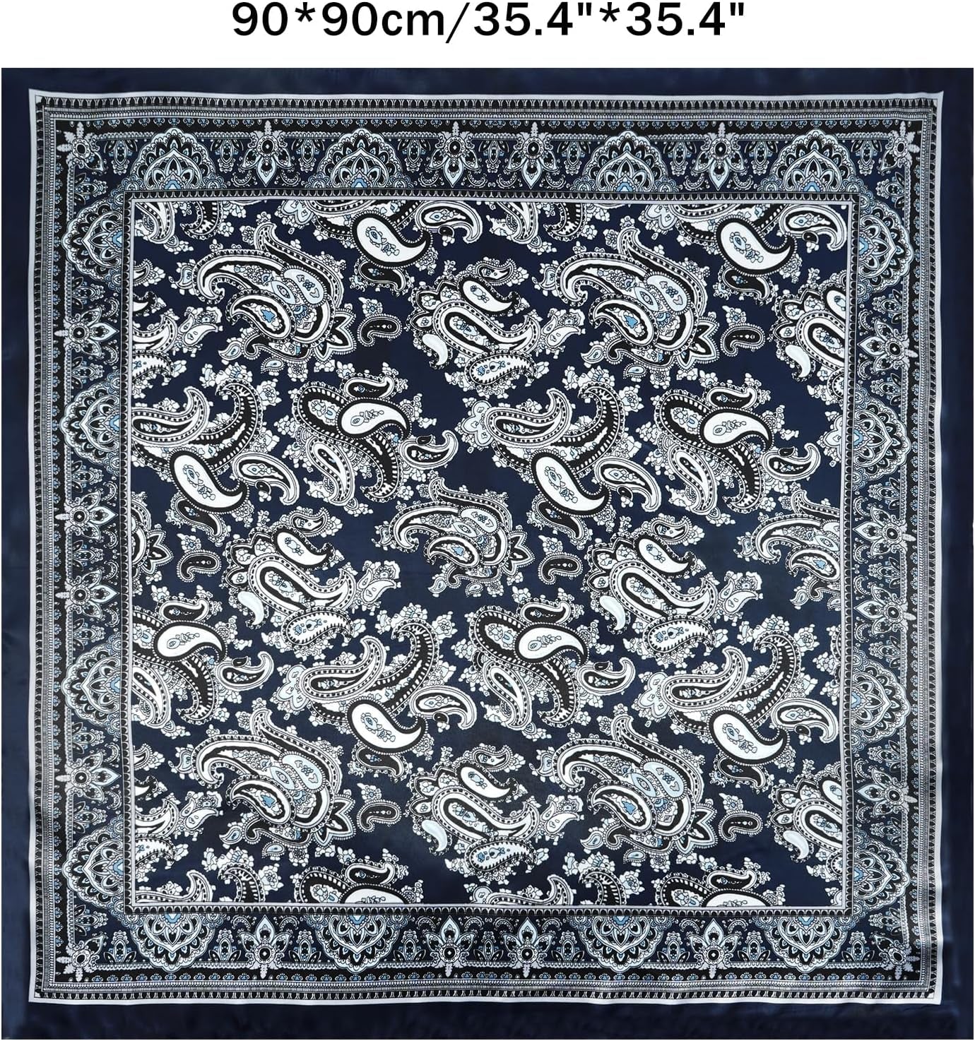 GERINLY 35 Inch Wild Rag Cowboy Scarves for Men, Large Rancher Neckerchief Silk Feel, Oversize Western Bandana