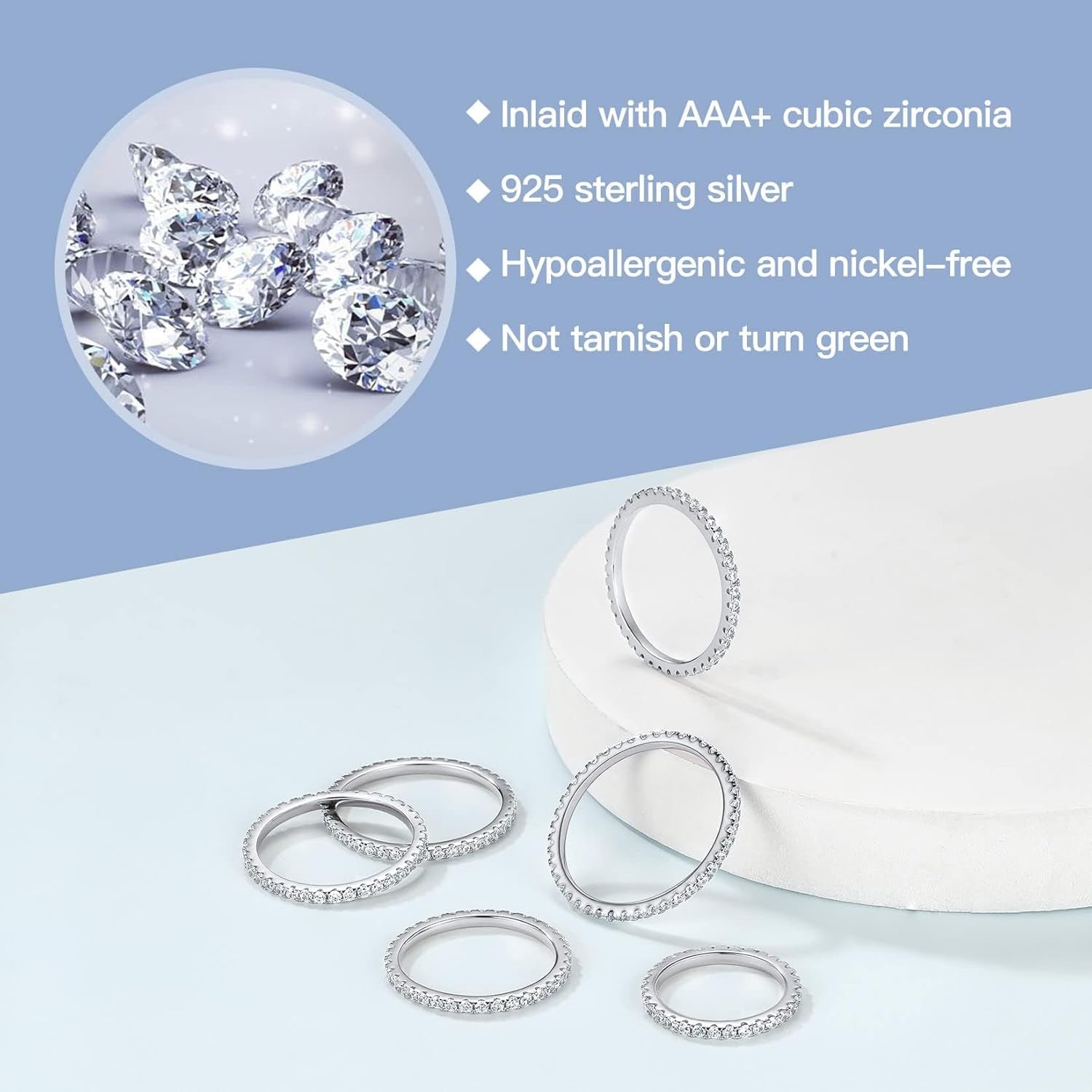 Glamorous CZ diamond eternity ring for women
