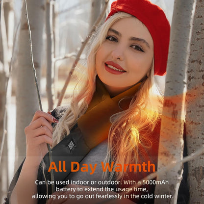 Heated Scarf Electric Heating Warmer with 5000Mah Rechargeable Battery for Women Men, Heating Pad with Hidden Hooded
