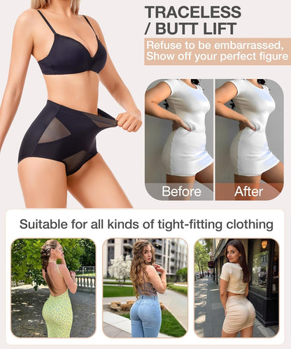 Woman wearing tummy control shapewear panties with confident posture