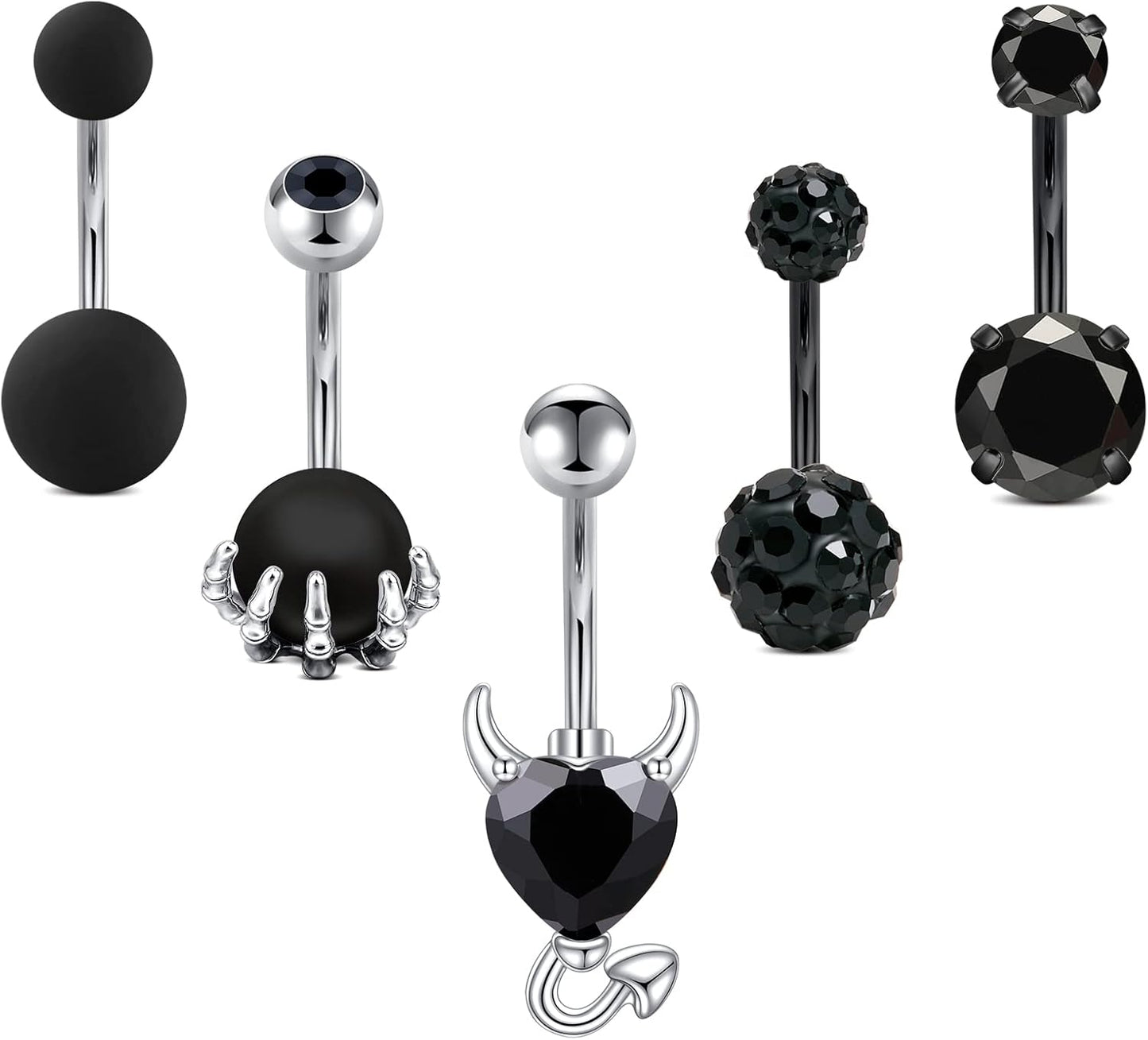JFORYOU Belly Button Rings Stainless Steel 14G CZ Opal Navel Rings Barbells Women Girls Belly Piercing Jewelry