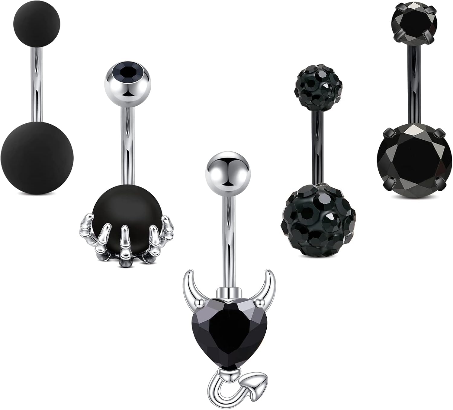 JFORYOU Belly Button Rings Stainless Steel 14G CZ Opal Navel Rings Barbells Women Girls Belly Piercing Jewelry