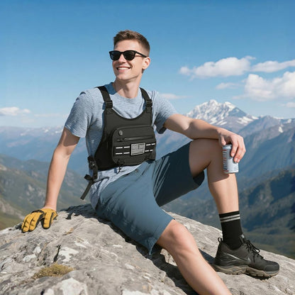 Running vest bag with multiple storage pockets for hiking essentials