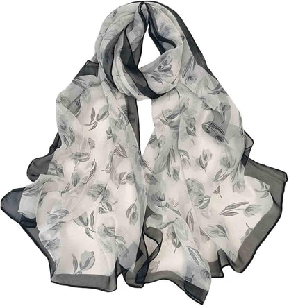 Pokeedioty Scarfs for Women Lightweight Scarves Elegant Floral Pattern Sheer Scarfs Shawls Wraps