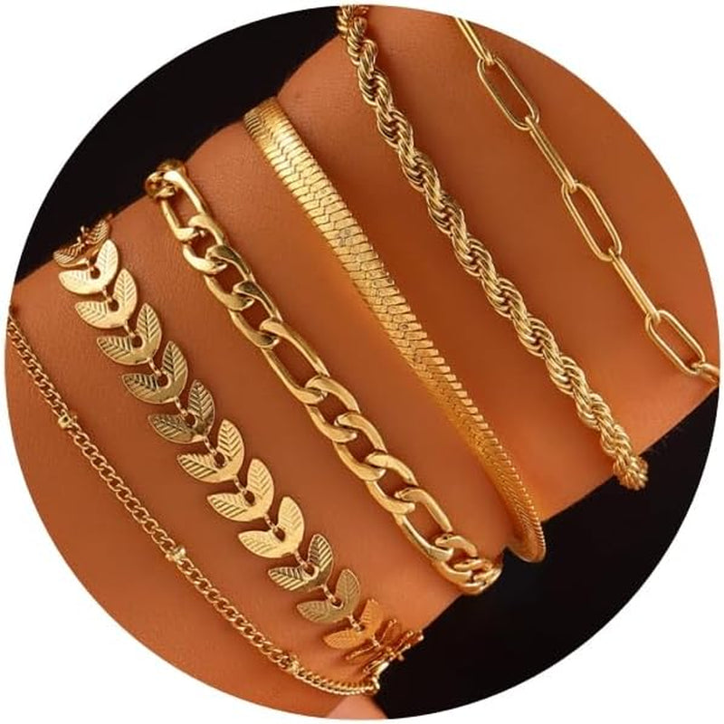 18K Gold Plated Cross Bracelet Bangle Set Silver Bracelets Flexible Wide Wristband Set Adjustable Gold Bangle Bracelet Stack for Women