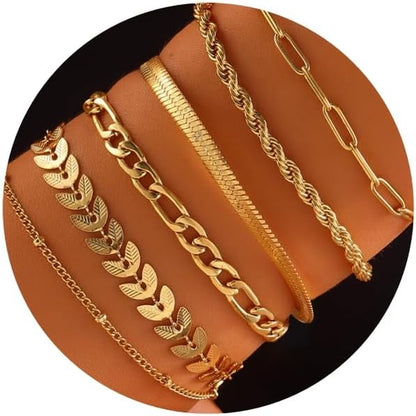 18K Gold Plated Cross Bracelet Bangle Set Silver Bracelets Flexible Wide Wristband Set Adjustable Gold Bangle Bracelet Stack for Women