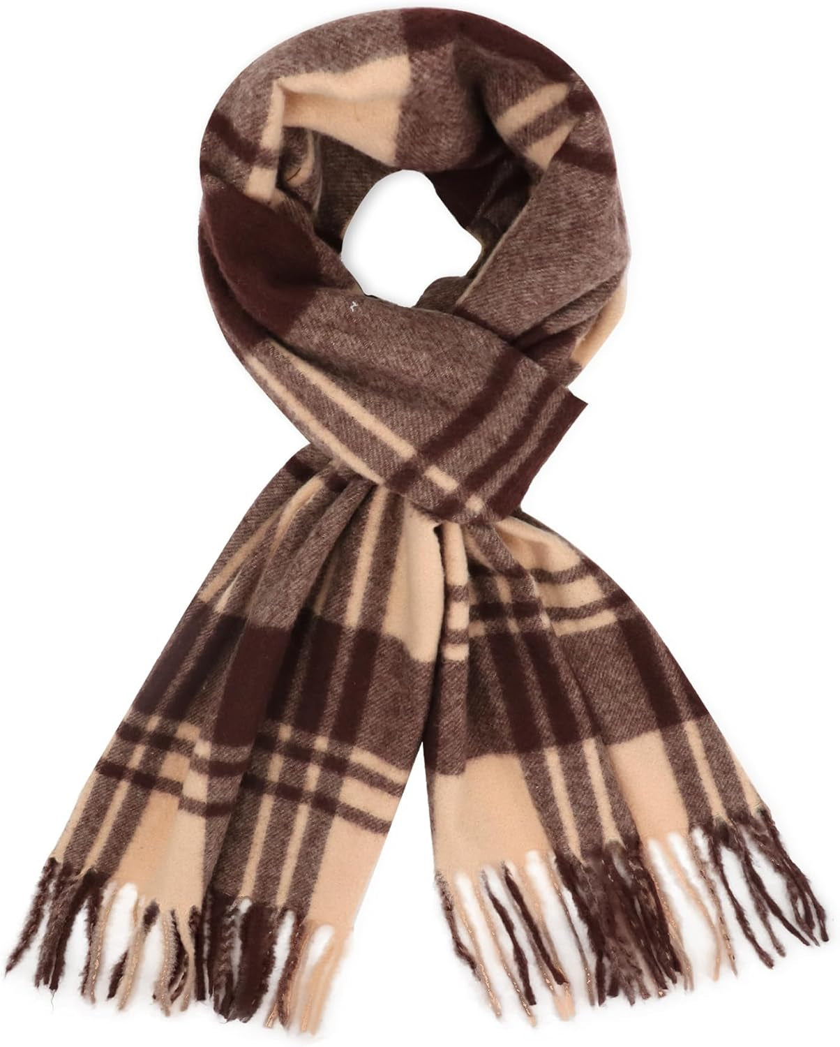 Plaid Scarf for Women Men, Lightweight Classic Tartan Tassel Scarves Fashion Warm Winter Chunky Scarf Cold Weather