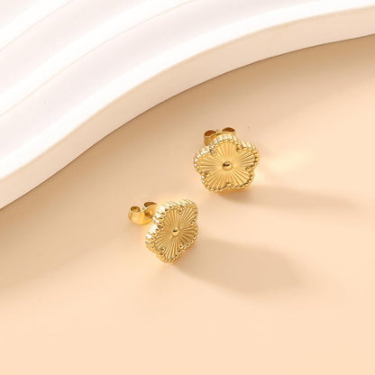 Lucky Clover Necklace Jewelry Sets,18K Gold Plated Flower Design Five Leaf Bracelet,Clover Necklace Pendant,Clover Earrings for Women Lucky, 4 Leaf Clover Necklace