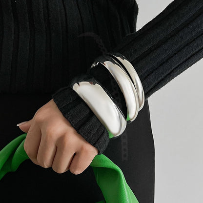3PCS Chunky Bangles Bracelet Set for Women Gold Silver Non Tarnish Jewelry Gift