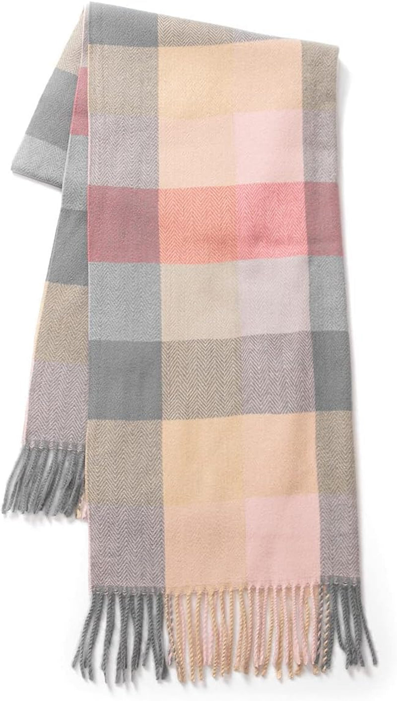 Villand Women'S Wool Scarf - Cashmere Feel Winter Checked Scarves for Women, Large Soft Thick Shawls and Wraps with Gift Box