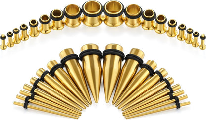 Vcmart 14G-00G 36 Pcs Ear Gauges Stretching Kit Tapers Plugs Eyelets Implant Grade Steel