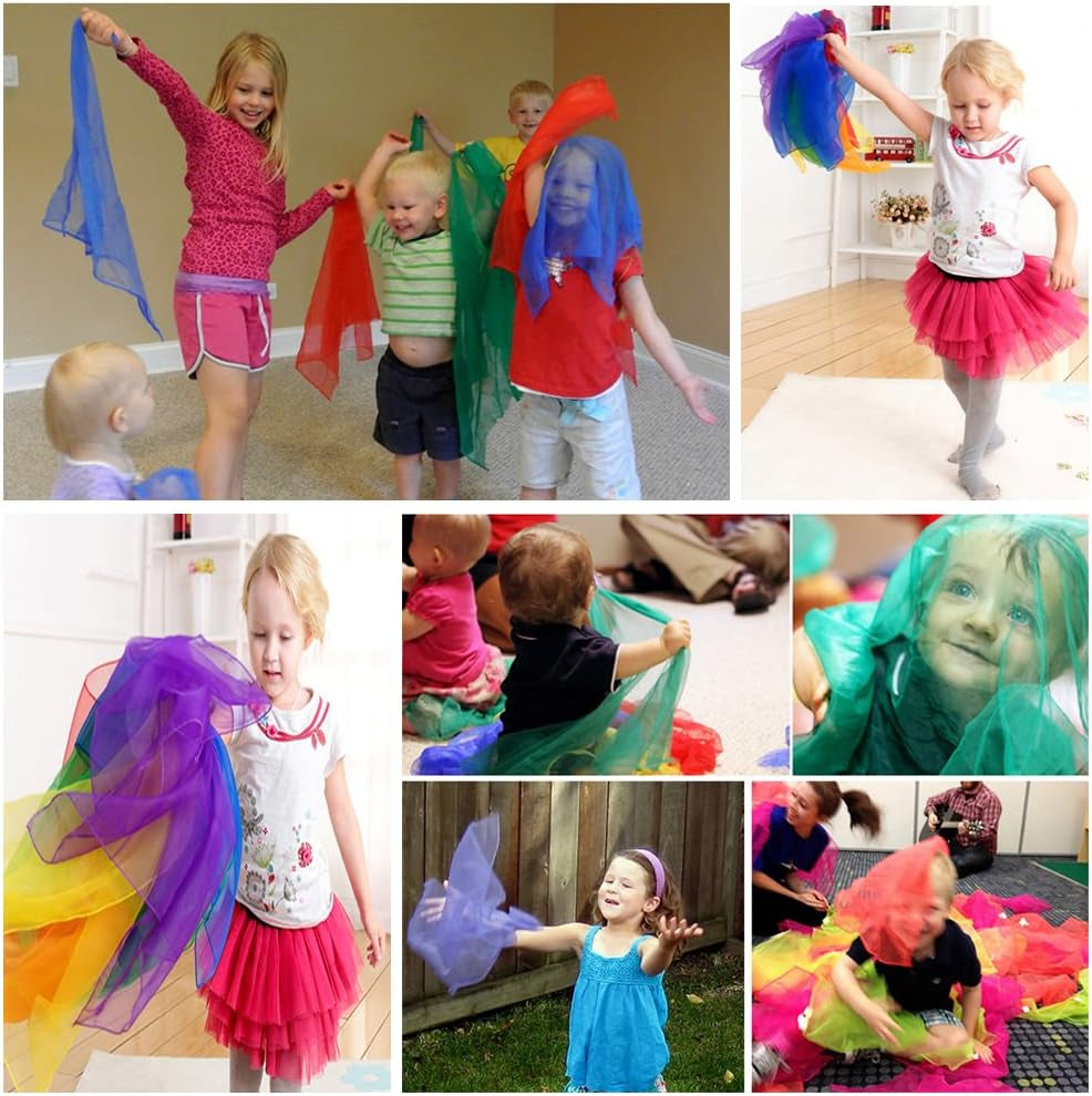 AIVIAI Dance Scarves Music Scarves for Children Movement and Juggling 12Pcs
