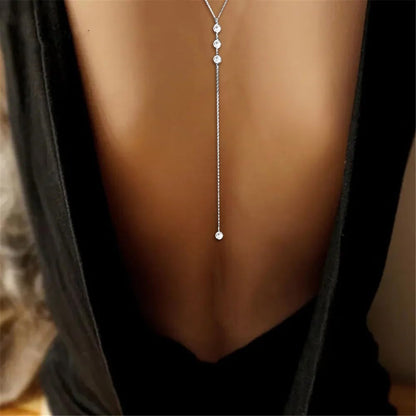 Rhinestone Back Chain Necklace Bridal Wedding Backdrop Body Jewelry for Women Summer Body Chain Necklace Shoulder Back Chain