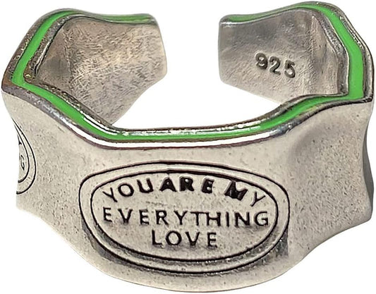 Handmade Vintage 925 Sterling Silver Wide Band Rings for Women/Men,Adjustable Thumb Finger Ring