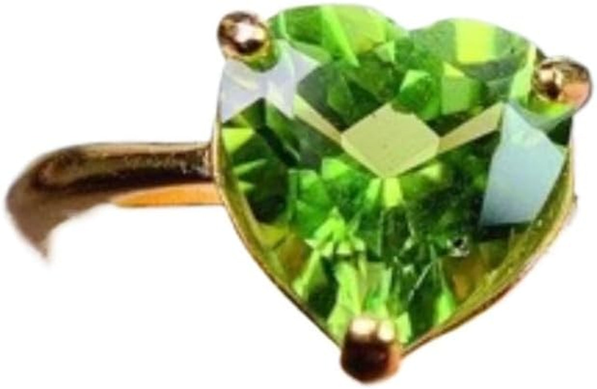 Natural peridot heart-shaped ring in 925 sterling silver