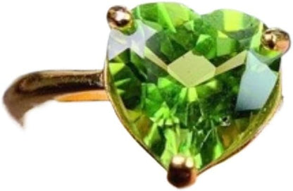 Natural peridot heart-shaped ring in 925 sterling silver