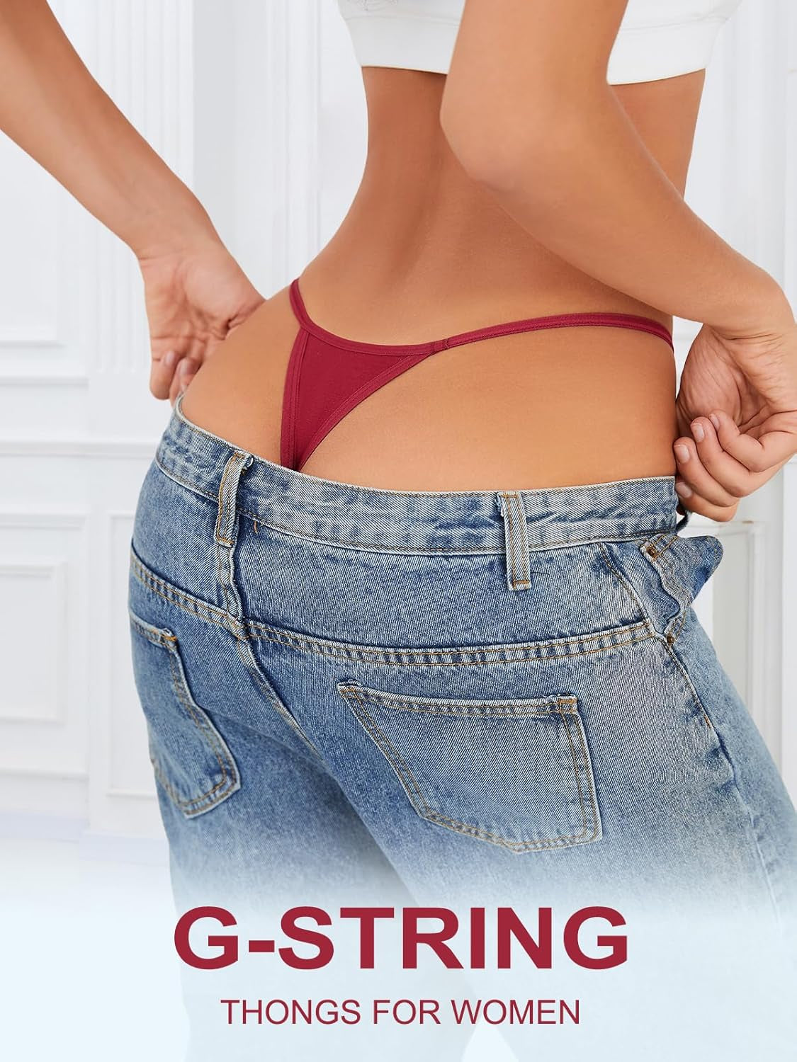 Side view of sexy women's g-string thong with low-rise waistband
