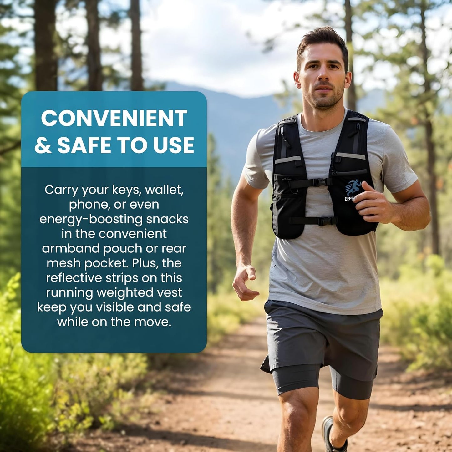 Hydration vest secure phone pocket and gel pockets detail