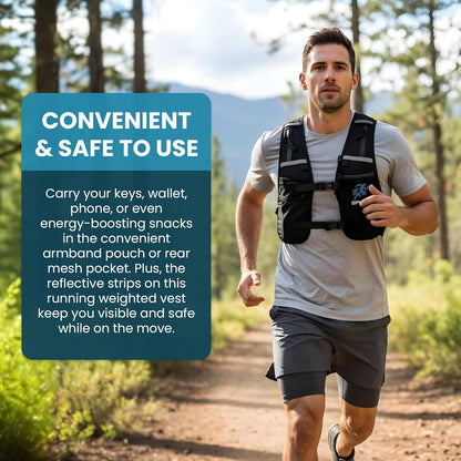 Hydration vest secure phone pocket and gel pockets detail
