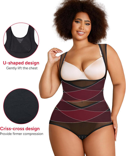 Woman modeling Colombian shapewear bodysuit seamless design