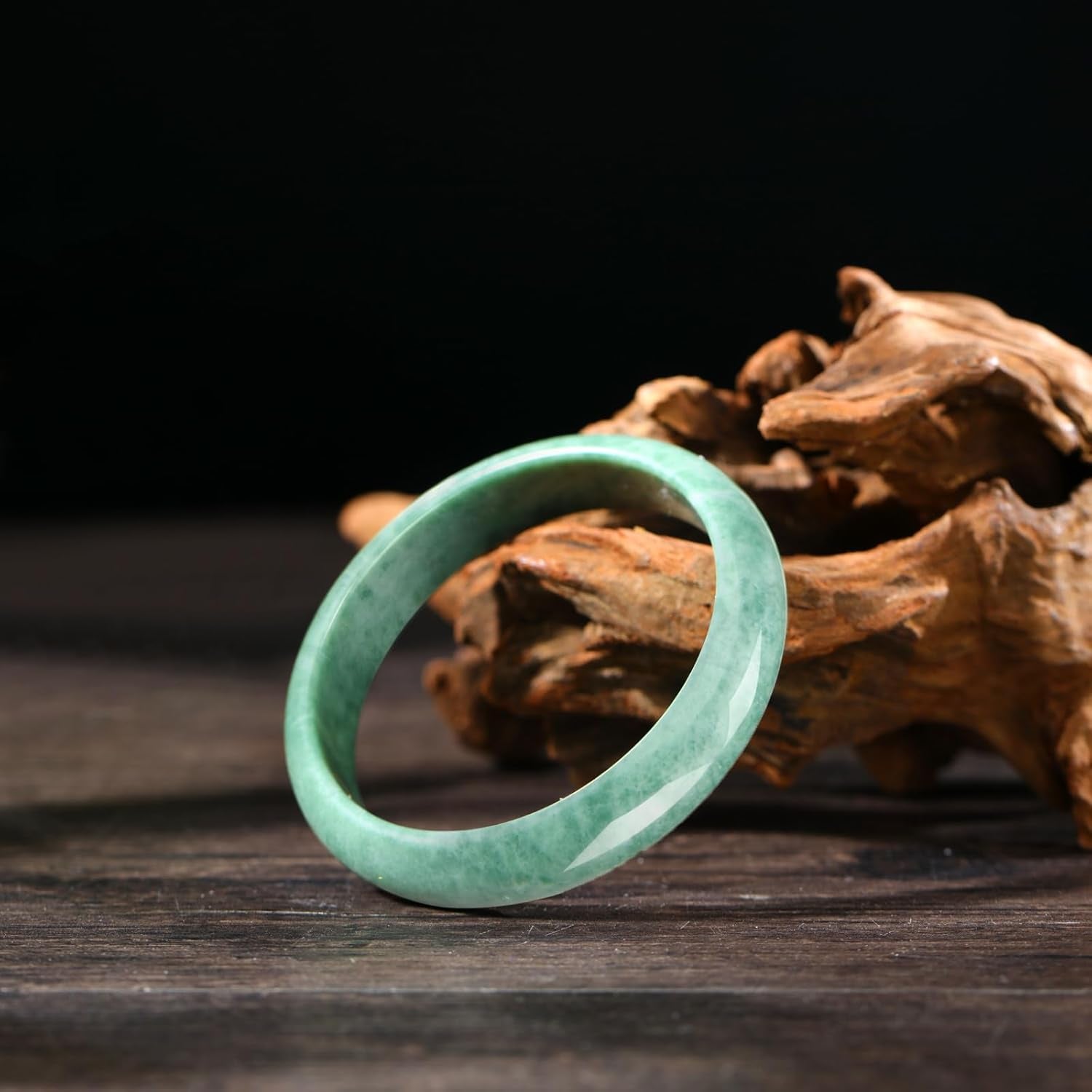 Landical 2.4'' Natural Jade Bracelet for Women Jade Bangle Bracelets with Box Good Luck Bangle Christmas Jewelry Gift