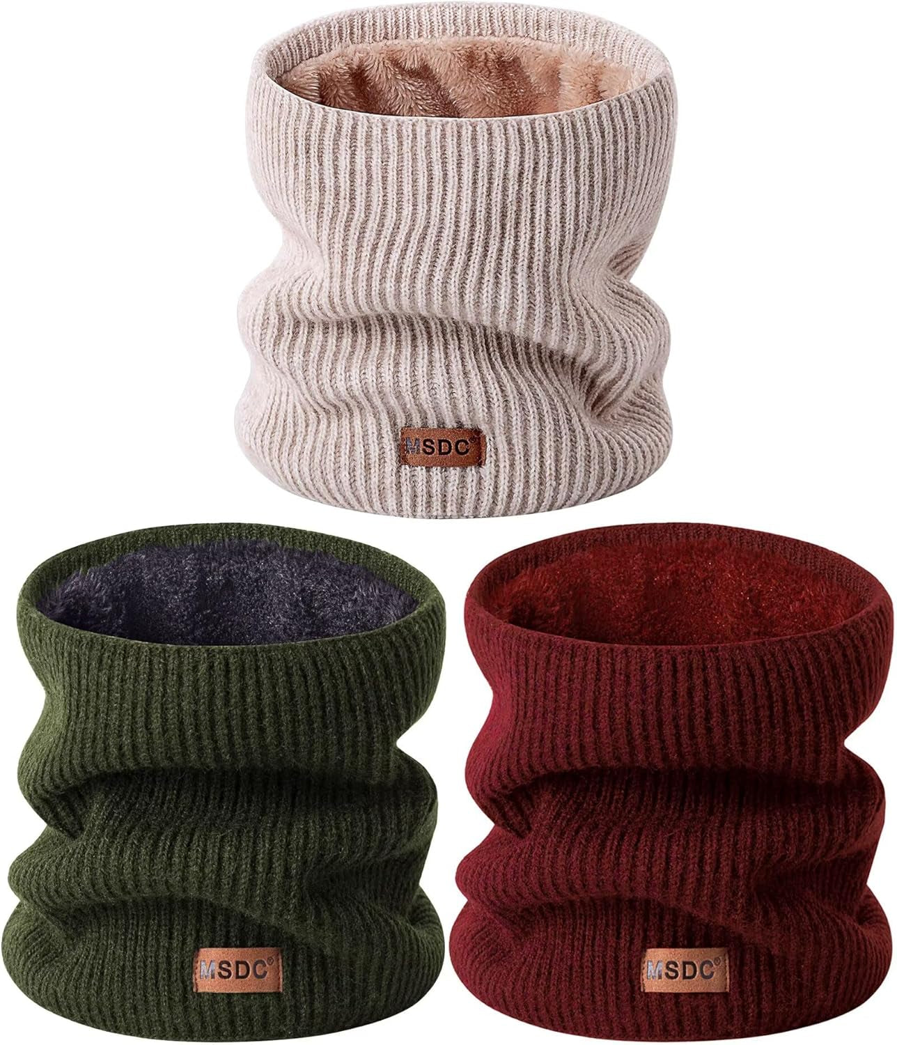 Winter Neck Gaiters for Men 3 Pack,Neck Warmer Men Women with Thermal Thick Warm Fleece Lined Cold Weather