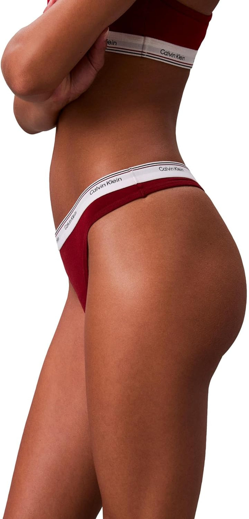 Calvin Klein thong showing logo stripe detail on waist