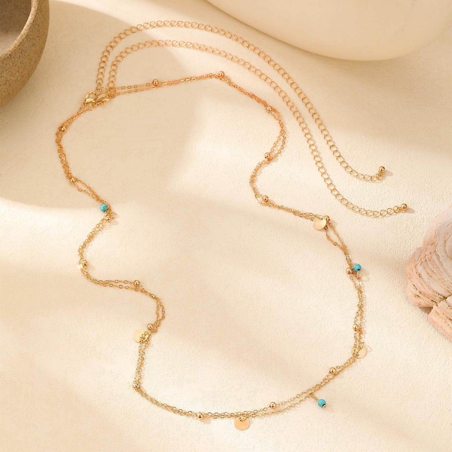 2 PCS Gold Waist Chains, Dual Layer Chain for Women, Sexy Body Chains Dainty Boho Style Layer Beach Waist Chain, Adjustable Bikini Belly Chains Jewelry Accessories for Women, Multiple Styles