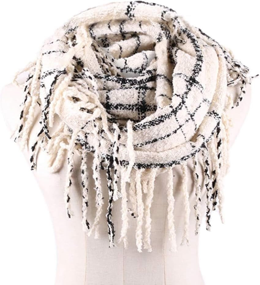 Chalier Infinity Scarf Winter Double-Layer Neck Warmer Knit Fleece Lined Circle Loop Scarves