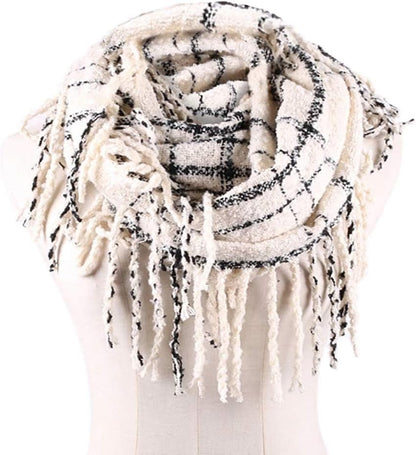 Chalier Infinity Scarf Winter Double-Layer Neck Warmer Knit Fleece Lined Circle Loop Scarves