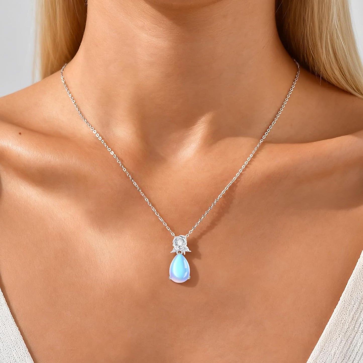 925 Sterling Silver Pendant Necklace for Women -Dainty Sunflower Crystal Necklaces Heart Cubic Zirconia Diamond Pendant Necklace Adjustable Jewelry Birthday Christmas Valentines Gifts for Her Mom Wife