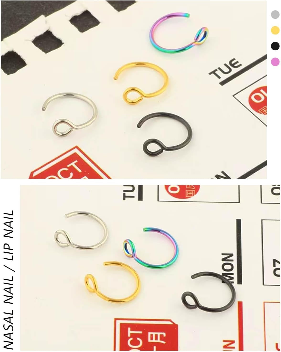 12Pcs 20G Fake Nose Rings Fake Septum Nose Ring Hoop for Faux Lip Septum Nose Ring Set Stainless Nose Hoop for Women Men