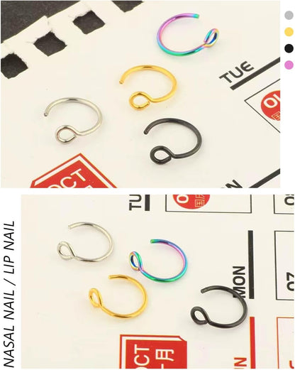 12Pcs 20G Fake Nose Rings Fake Septum Nose Ring Hoop for Faux Lip Septum Nose Ring Set Stainless Nose Hoop for Women Men