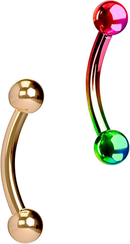 Forbidden Body Jewelry Surgical Steel Petite Belly Button Rings Curved Navel Barbell Set 14G 5/16 Inch 3Mm End Balls