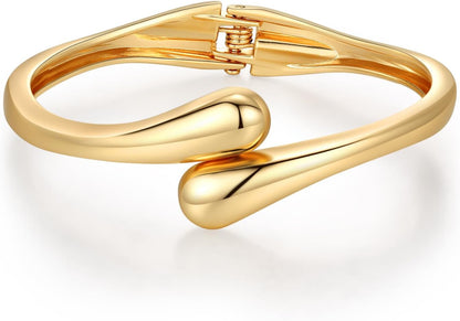Chunky Gold Bangle Bracelets for Women Trendy 14K Gold Plated Cuff Bracelets Stack, Dainty Bracelet Sets Fashion Jewelry Gift