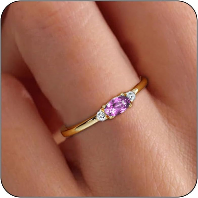 Premium gold plated birthstone ring mothers daughter gift