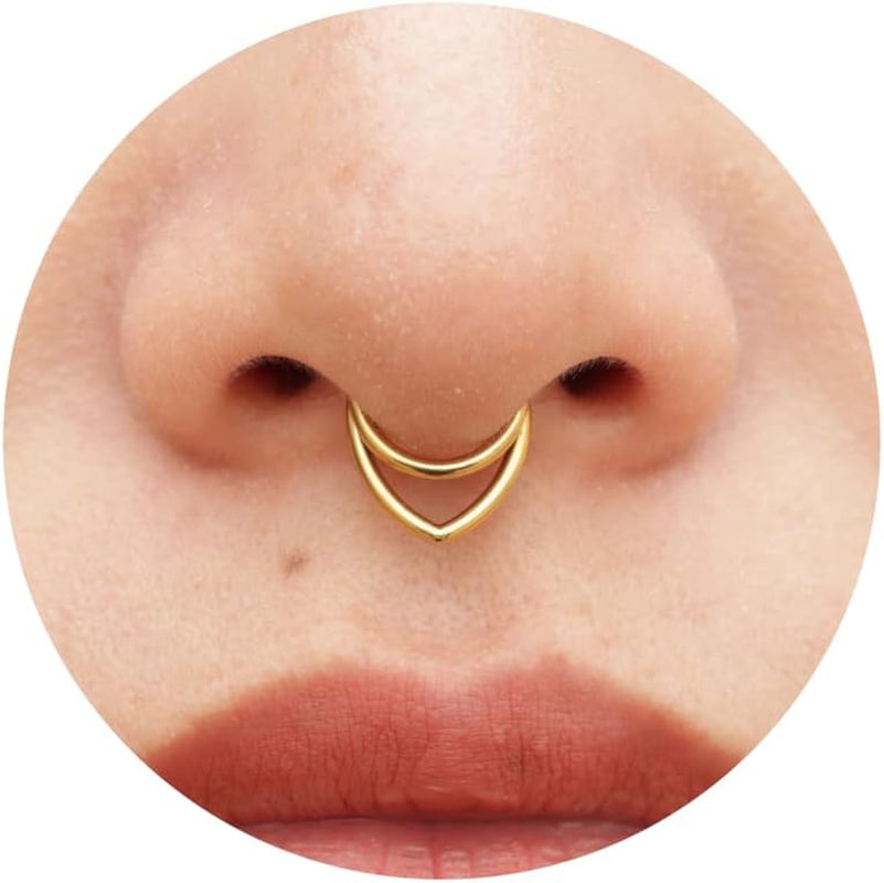 16G Titanium Septum Rings Double Septum Jewelry Daith Piercing Jewelry Silver Gold Hinged Segment Helix Clicker Piercing Jewelry 8 Mm 10 Mm Seamless Ring Hypoallergenic Jewellery for Her