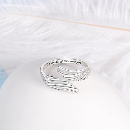 YLT 925 Sterling Silver Feather Angel Wings Ring Adjustable Dainty Wrap Open Thumb Rings for Women