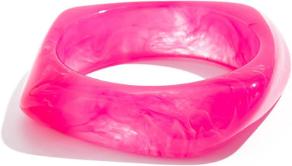 Chunky Acrylic Transparent Candy Color Geometric round Square Cuff Bangle Bracelet Set for Women Resin Wristband Statement Jewelry