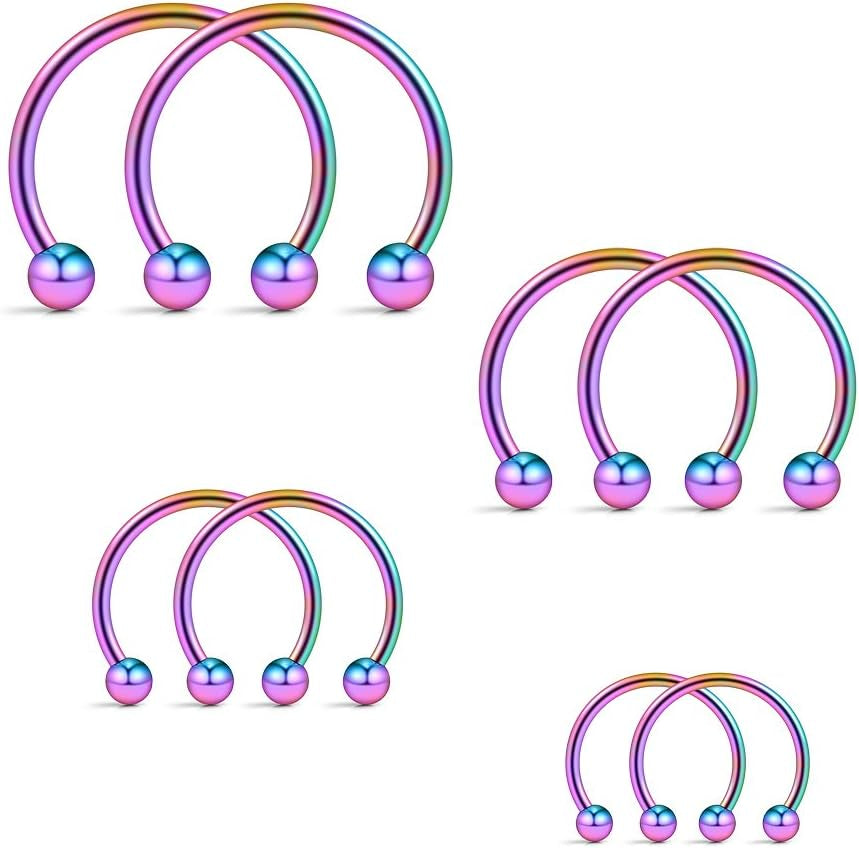 Ruifan 16G Surgical Steel CBR Nose Septum Horseshoe Earring Eyebrow Tongue Lip Nipple Helix Tragus Piercing Ring 6-16Mm