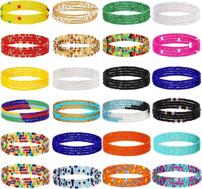 TOBENY SHIWE 24PCS Waist Bead Chains for Women Colorful Summer Body Chains Belly Beads Bikini Jewelry Chains Bead Waist Chains Set