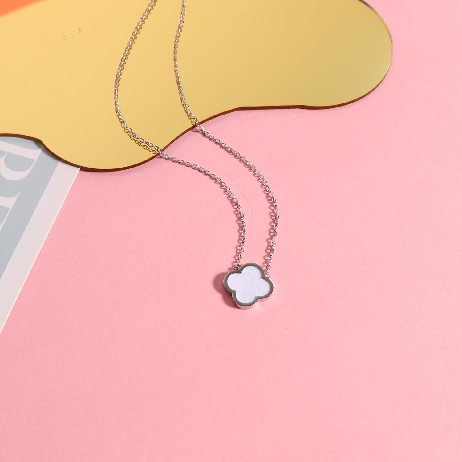 Delicacy Clover Bracelets Necklace Set:Clover Necklaces Clover Bracelet Women Link Bracelets Cute Gold Jewelry