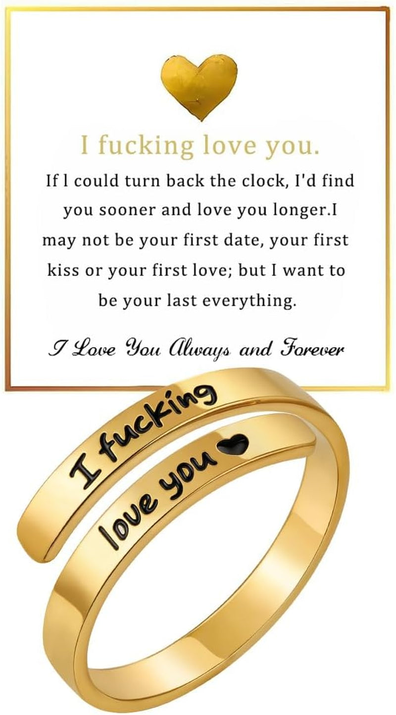 Adjustable silver I fucking love you promise ring for women