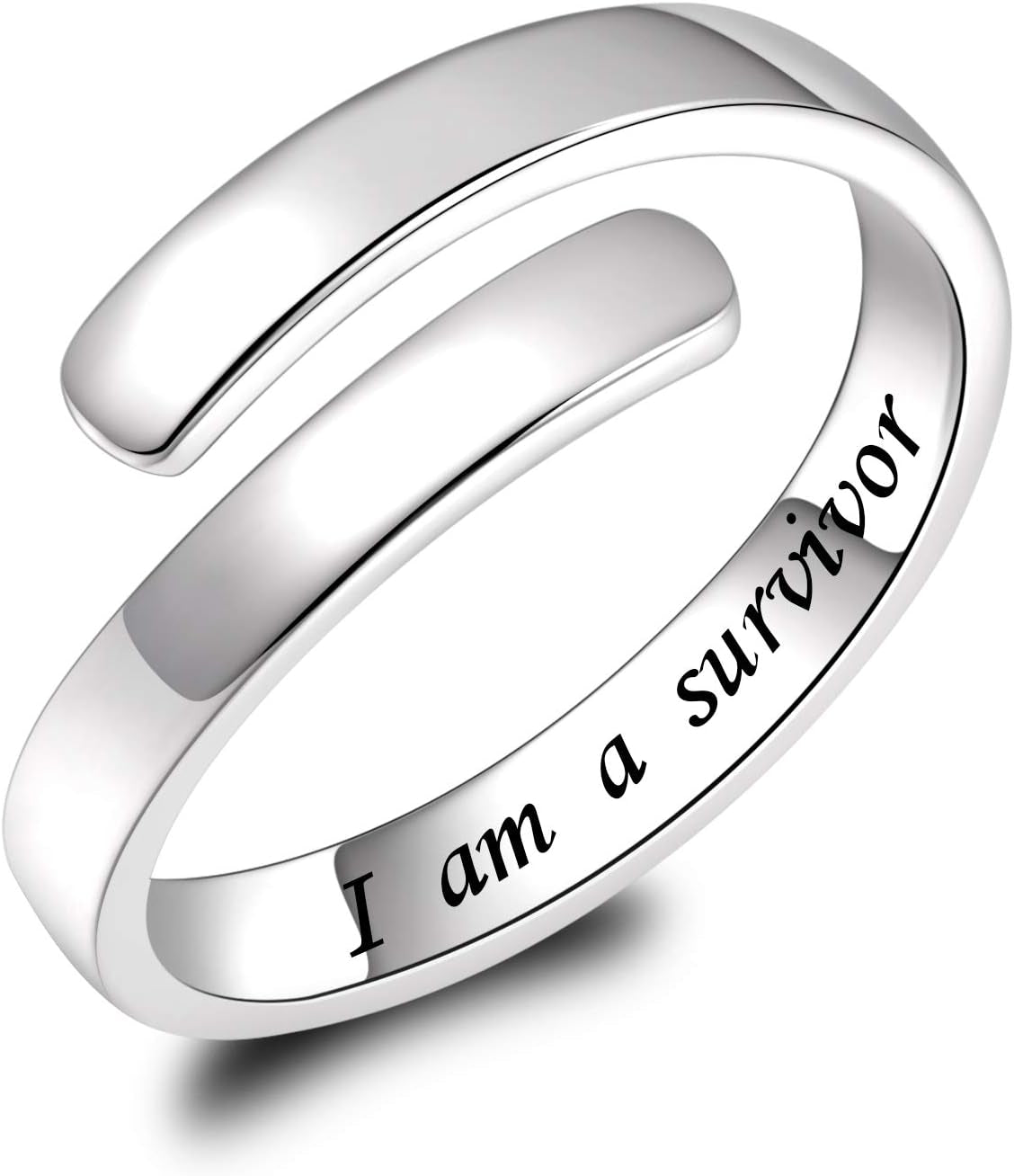 BEILIN 925 Sterling Silver Inspirational Jewelry Rings Adjustable Ring Personality Encouragement Gift for Teens Women