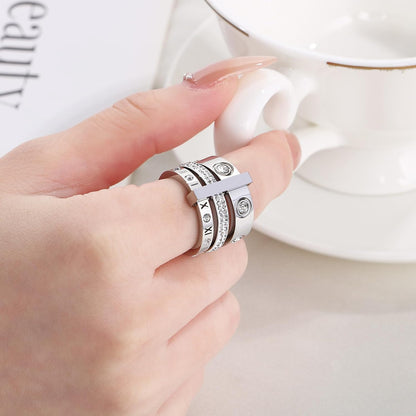 Wedding band and engagement ring cubic zirconia combination