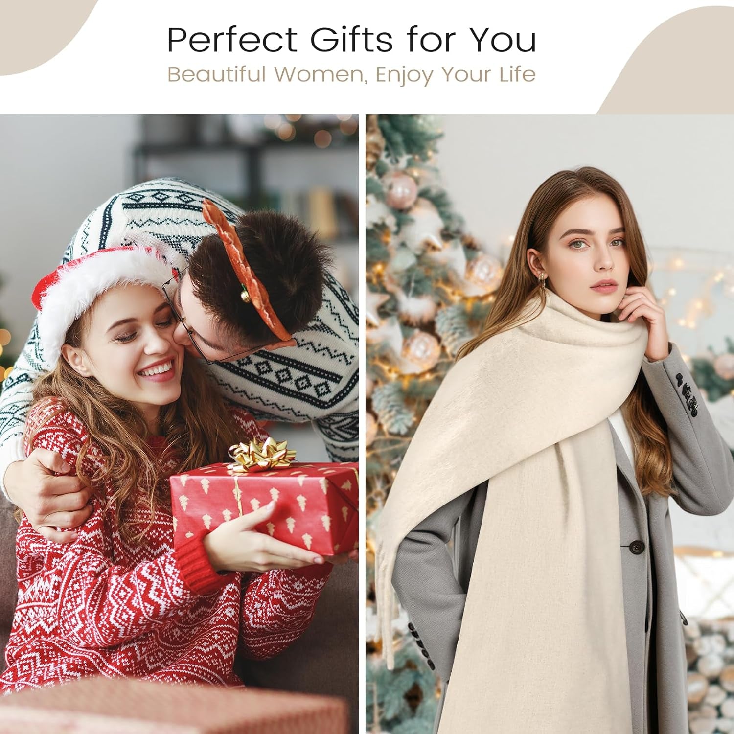 Premillow Women'S Mohair Winter Scarf Pure Color, Warm Winter Scarf for Women and Men, Soft Luxurious Cashmere Feel Scarfs